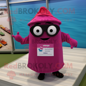 Magenta Moussaka mascot costume character dressed with a Swimwear and Headbands