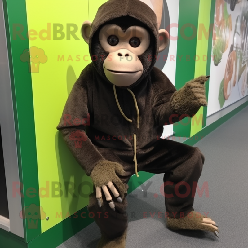 Forest Green Capuchin Monkey mascot costume character dressed with a Trousers and Shoe laces