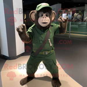 Forest Green Capuchin Monkey mascot costume character dressed with a Trousers and Shoe laces