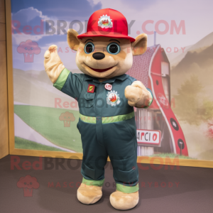 nan Fire Fighter mascot costume character dressed with a Dungarees and Wraps