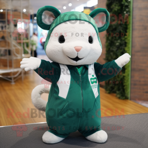 Forest Green Hamster mascot costume character dressed with a Mom Jeans and Foot pads