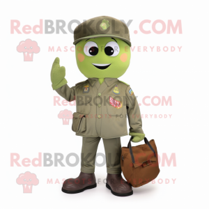Olive American Soldier mascot costume character dressed with a Boyfriend Jeans and Wallets