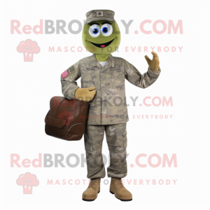 Olive American Soldier mascot costume character dressed with a Boyfriend Jeans and Wallets