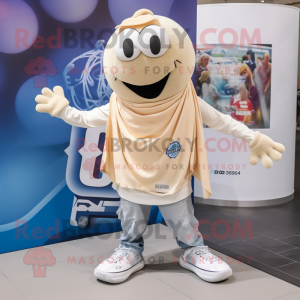 Beige Handball Ball mascot costume character dressed with a Boyfriend Jeans and Scarves