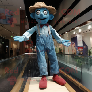 nan Tightrope Walker mascot costume character dressed with a Chambray Shirt and Gloves