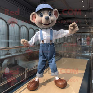 nan Tightrope Walker mascot costume character dressed with a Chambray Shirt and Gloves