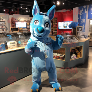 Blue Donkey mascot costume character dressed with a Romper and Keychains