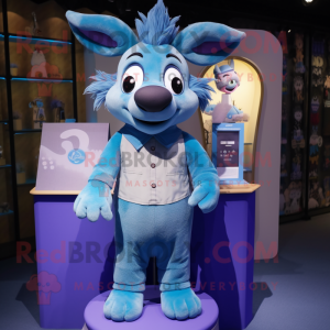 Blue Donkey mascot costume character dressed with a Romper and Keychains