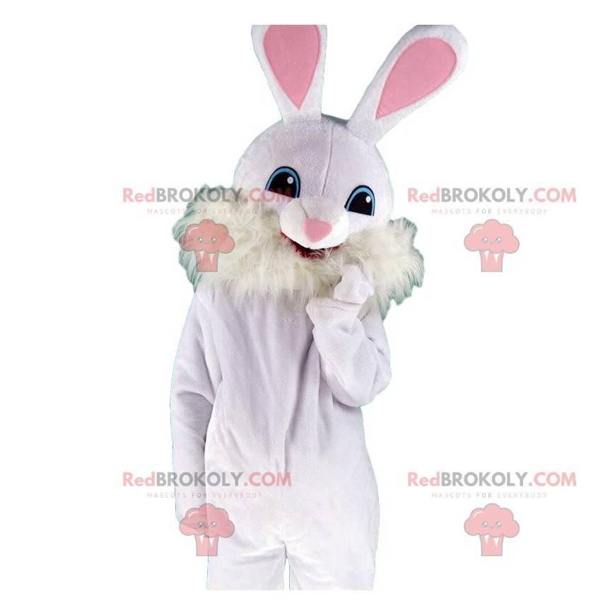 Costume da coniglietto bianco e rosa con grandi orecchie -