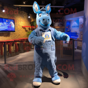 Blue Donkey mascot costume character dressed with a Romper and Keychains