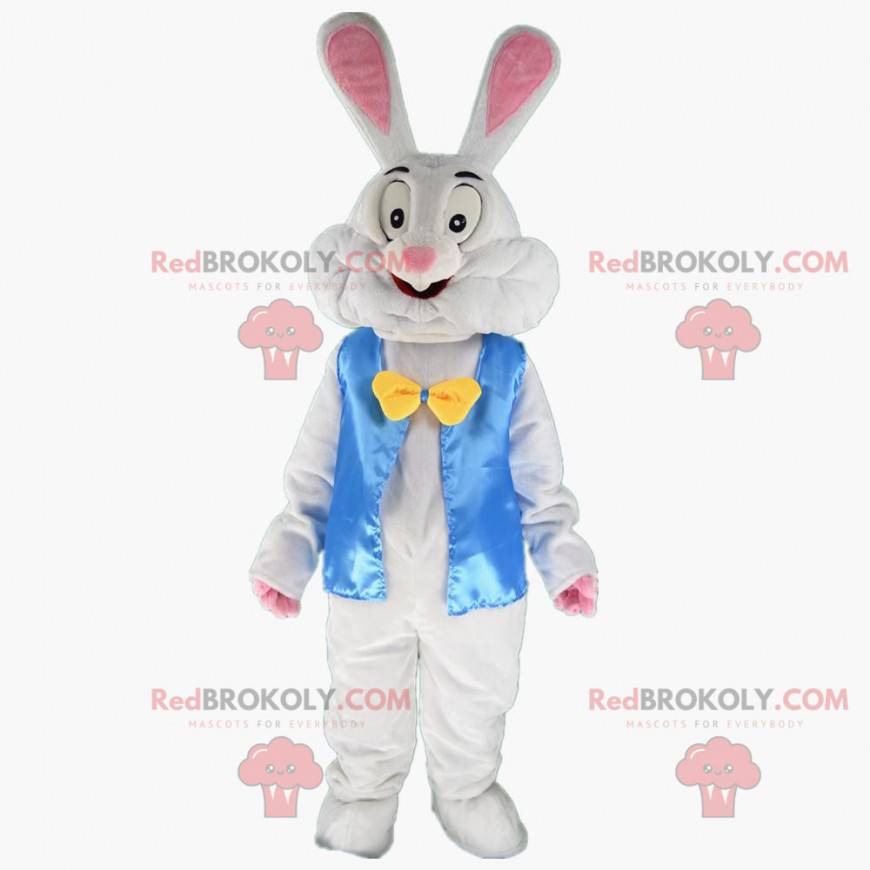 Kostium białego królika z niebieską marynarką - Redbrokoly.com