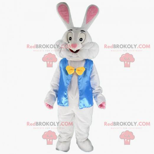 Wit konijnenkostuum met een blauw jasje - Redbrokoly.com