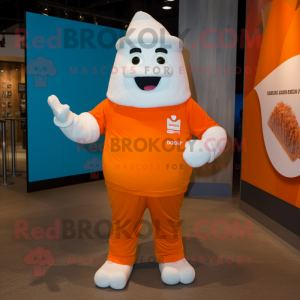 Orange Ice mascot costume character dressed with a Poplin Shirt and Mittens