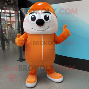 Orange Ice mascot costume character dressed with a Poplin Shirt and Mittens