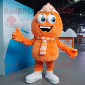 Orange Ice mascot costume character dressed with a Poplin Shirt and Mittens