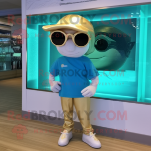 Gold Dolphin maskot kostym...