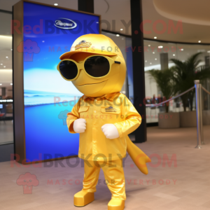 Gold Dolphin maskot kostume...