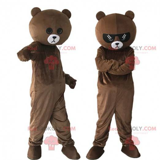 2 déguisements de nounours marron, costumes d'ours en peluche -
