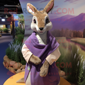Lavender Kangaroo mascot costume character dressed with a Cover-up and Brooches