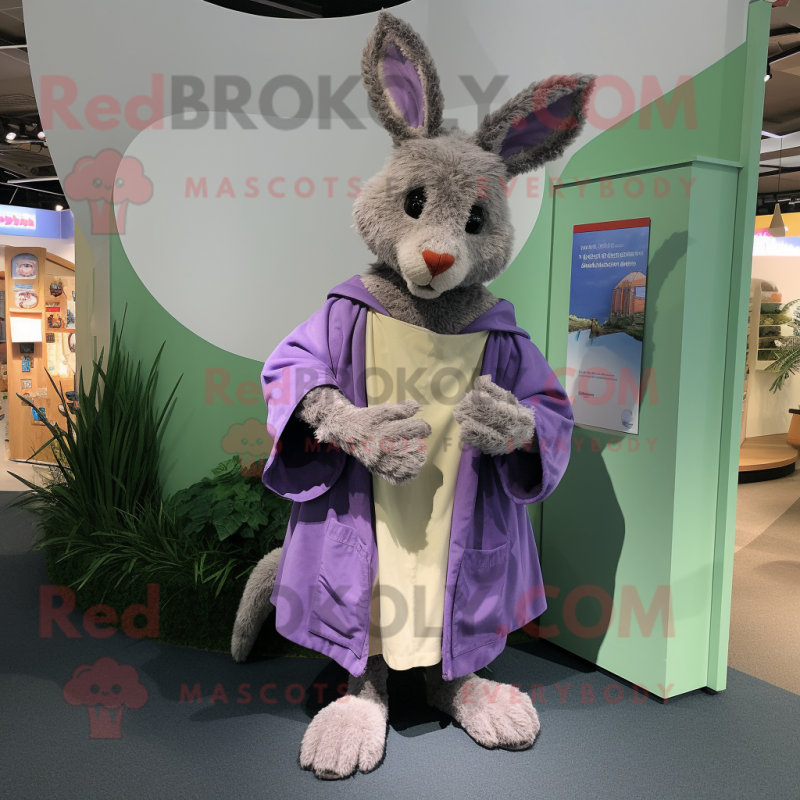 Lavender Kangaroo mascot costume character dressed with a Cover-up and Brooches