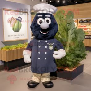 Navy Squash mascot costume character dressed with a Parka and Suspenders