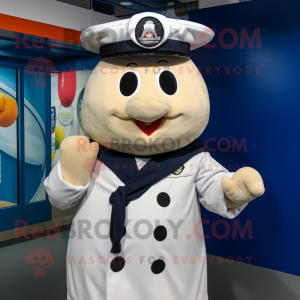 Navy Squash mascot costume character dressed with a Parka and Suspenders
