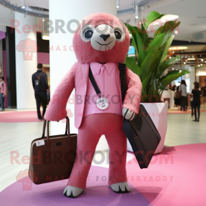 Pink Sloth maskot kostume...