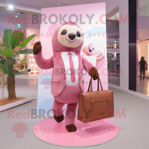 Rosa Sloth maskot kostym...