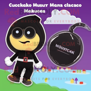 Black Moussaka mascot costume character dressed with a One-Piece Swimsuit and Coin purses