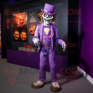 Purple Undead mascot costume character dressed with a Chinos and Cufflinks
