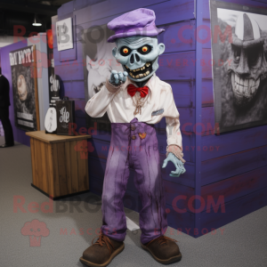 Purple Undead mascot costume character dressed with a Chinos and Cufflinks