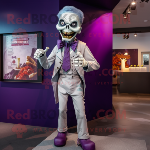 Purple Undead mascot costume character dressed with a Chinos and Cufflinks