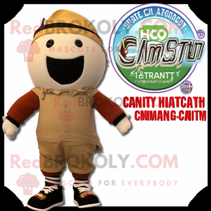 Beige Pumpkin mascot costume character dressed with a Board Shorts and Berets Beige Pumpkin mascot costume character dressed with a Board Shorts and Berets