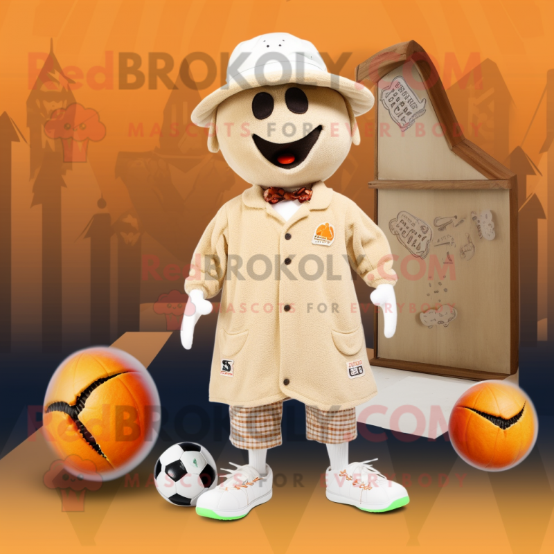 Beige Pumpkin mascot costume character dressed with a Board Shorts and Berets Beige Pumpkin mascot costume character dressed with a Board Shorts and Berets