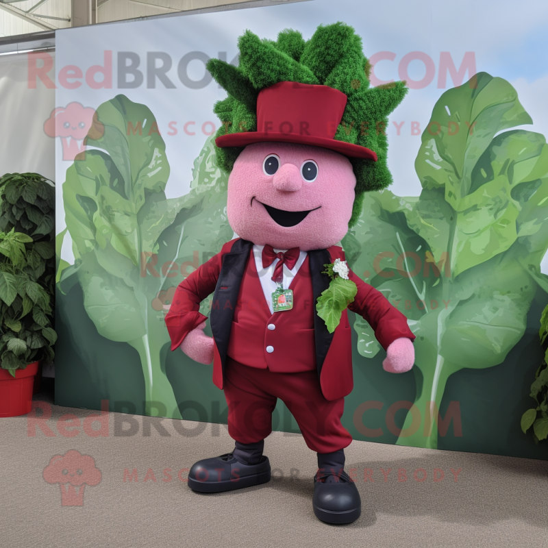 Red Spinach mascot costume character dressed with a Oxford Shirt and Ties