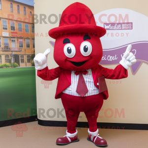 Red Spinach mascot costume character dressed with a Oxford Shirt and Ties