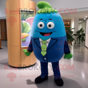 Blue Watermelon mascot costume character dressed with a Jacket and Ties