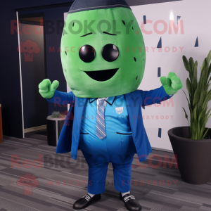 Blue Watermelon mascot costume character dressed with a Jacket and Ties