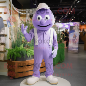 Lavender But mascot costume character dressed with a Chinos and Belts