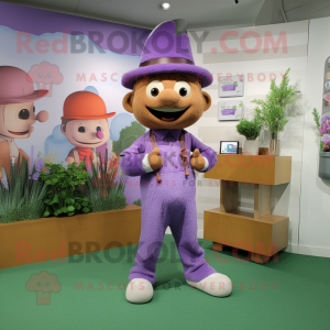 Lavender But mascot costume character dressed with a Chinos and Belts