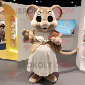 Beige Dormus maskot kostume...