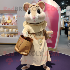 Beige Dormus maskot kostume...