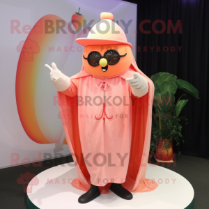 Peach Magician mascot costume character dressed with a Cover-up and Eyeglasses