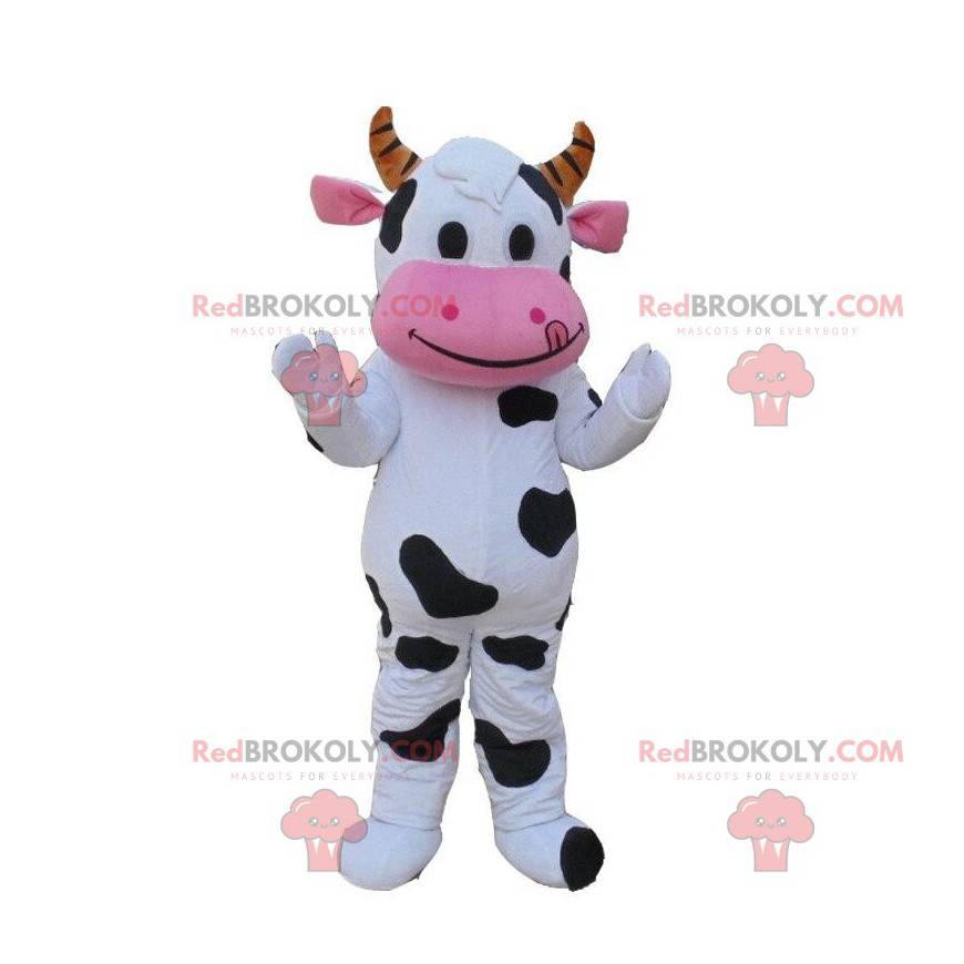 Costume da mucca bianco, nero e rosa, costume da mucca -