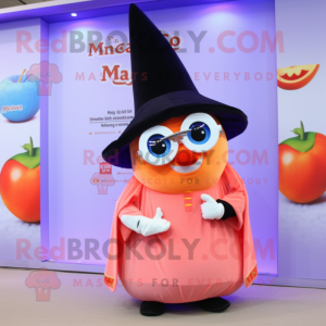 Peach Magician mascot costume character dressed with a Cover-up and Eyeglasses