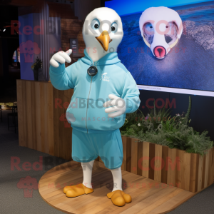 Cyan Gull maskot kostume...