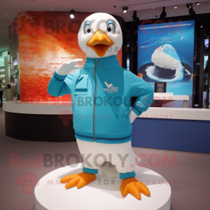 Cyan Gull maskot kostume...