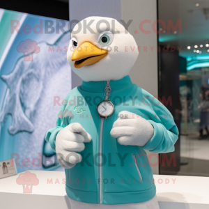 Cyan Gull maskot kostume...