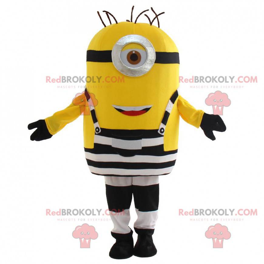 Minions costume dressed in black and white overalls -