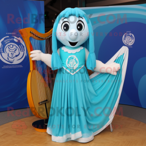 Cyan Celtic Harp maskot...